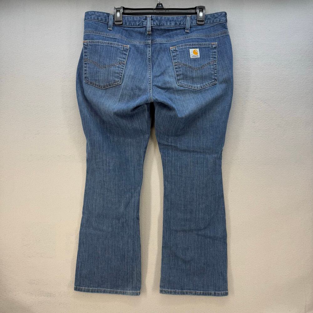 Carhartt Jeans Women's 14x30 Blue Curvy Fit Straight Leg Western Work Wear - Picture 2 of 13